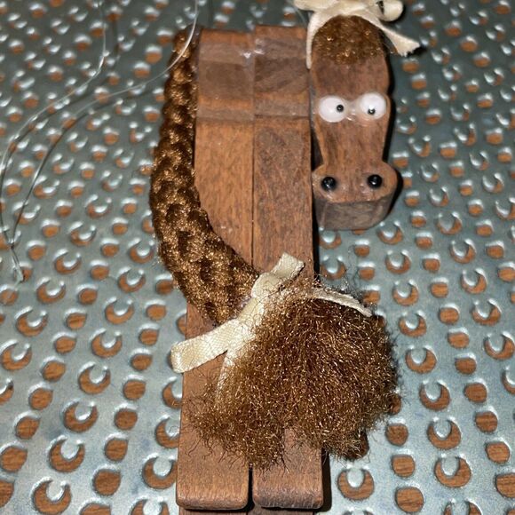 Vintage Handmade Clothespin Reindeer Christmas Ornament - Picture 3 of 7